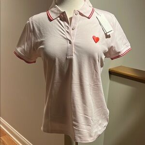 Tory Burch Pink Fitted Button Down Shirt with Polo Collar